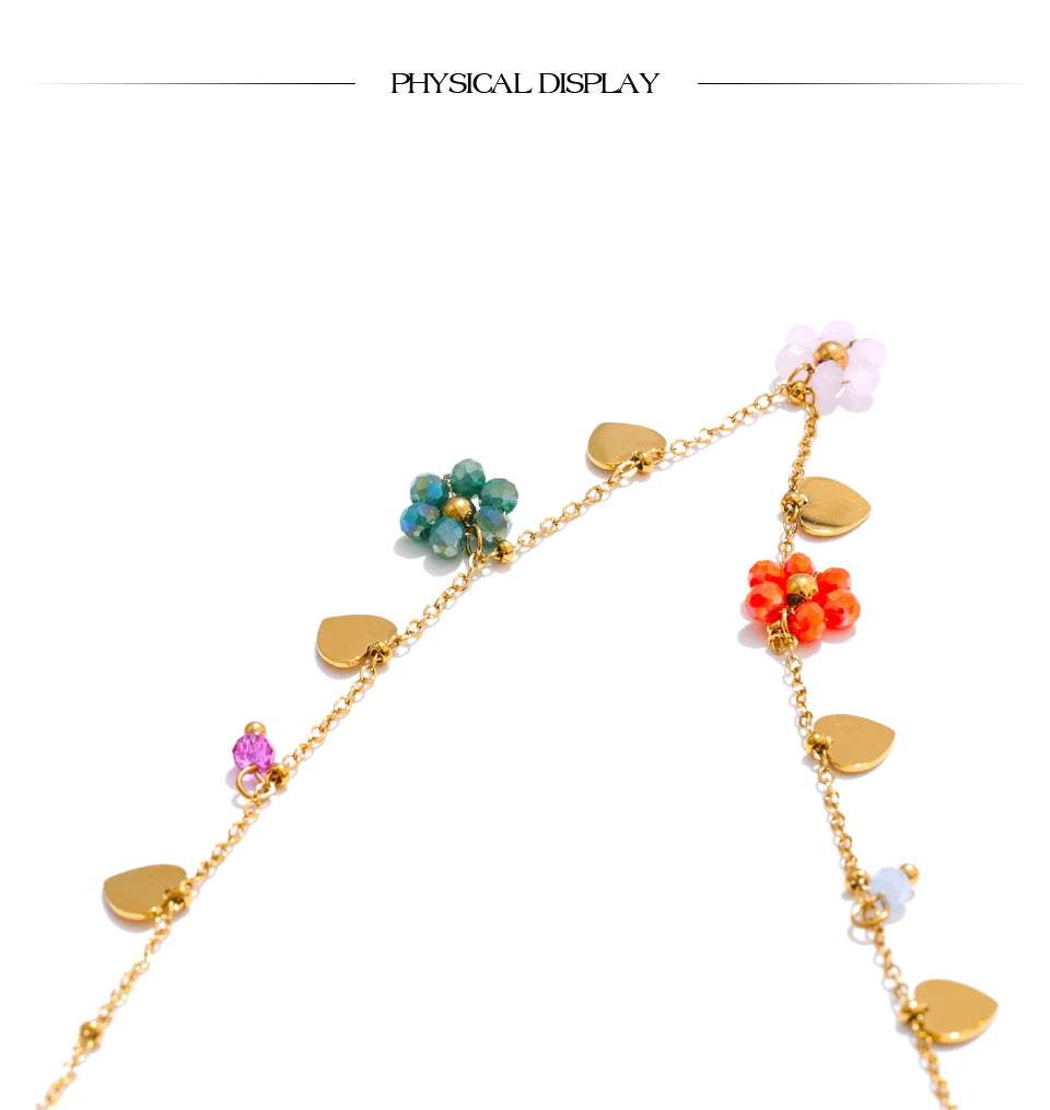 Crystal Flower Necklace — Gold-Plated Stainless Steel with Crystal · PS2306