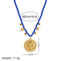 Vintage Sun Natural Stone Necklace Beaded Clavicle Chain Gold Coin Pendant Gold Plated Color Preserving