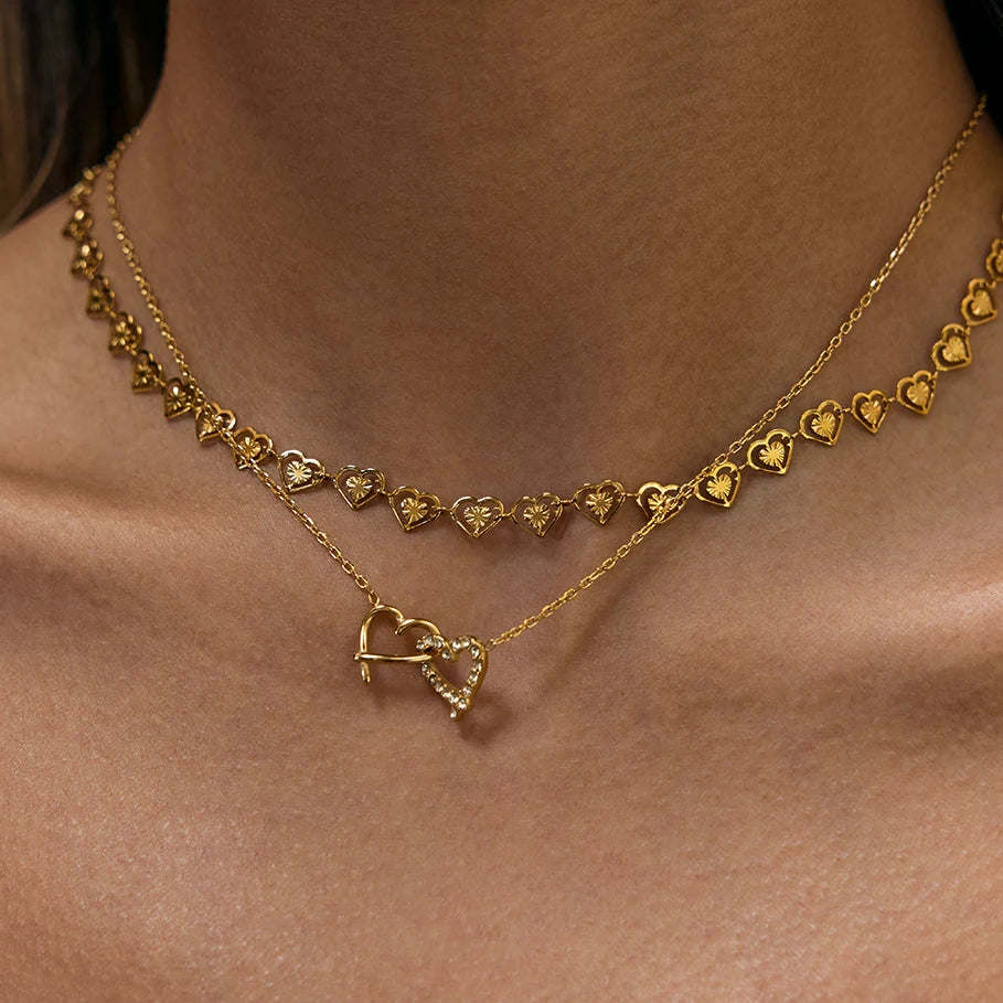 Heart Interlocking Necklace — Stainless Steel · PS315