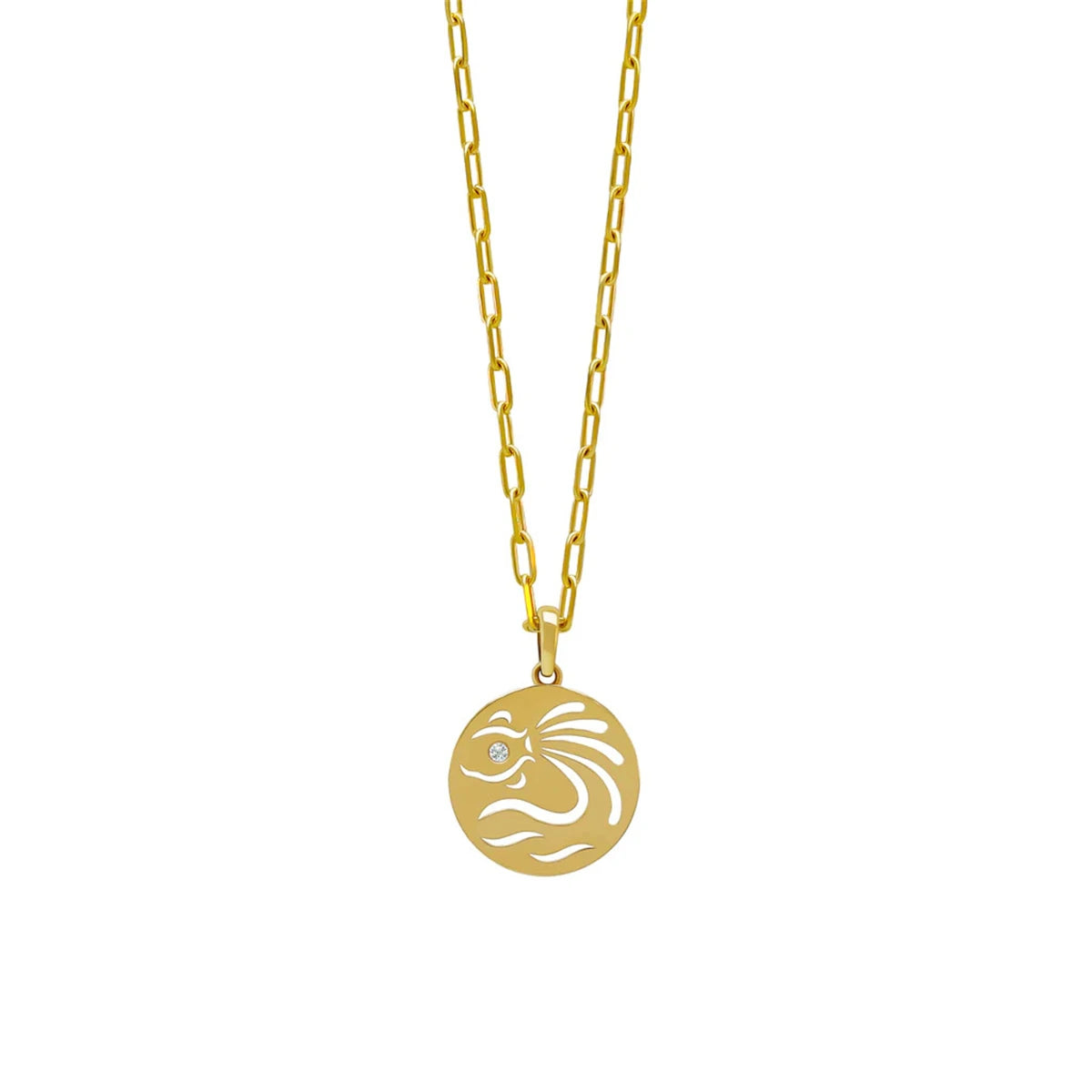 Stainless Steel 12 Constellation Necklace Ins Style Hollow Round Card Necklace Plated with True Gold for Color Protection