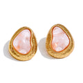 Resin acrylic heart earrings in gold-plated stainless steel with resin and acrylic.