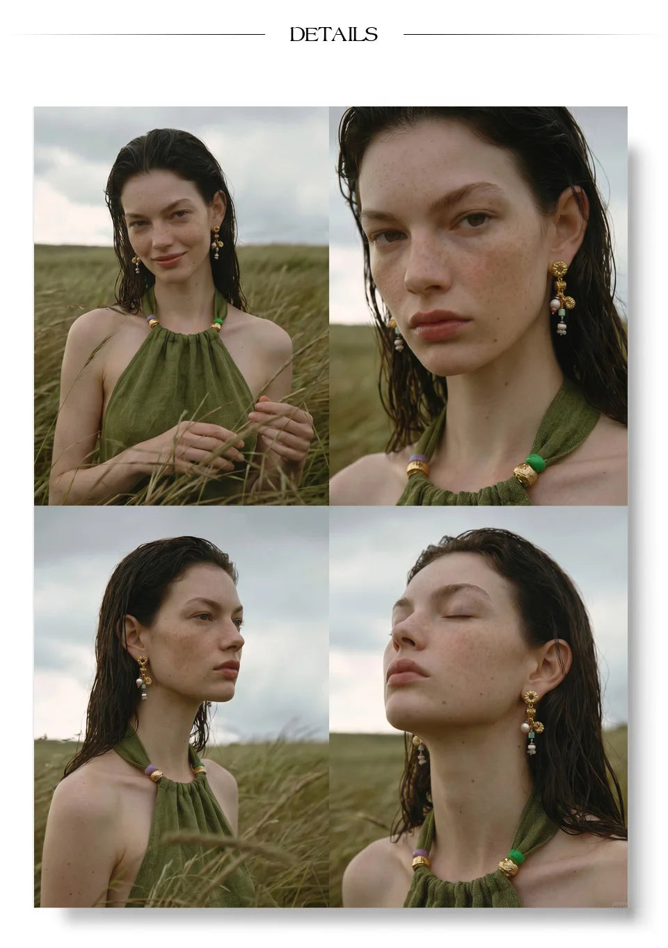 Natural stone geometric earrings in gold-plated stainless steel with natural stone.