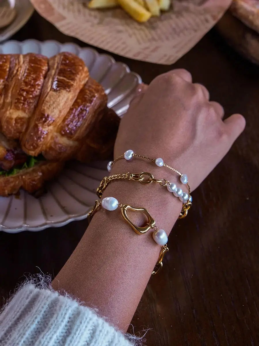 Bow Pearl Bracelet — Stainless Steel · PS282