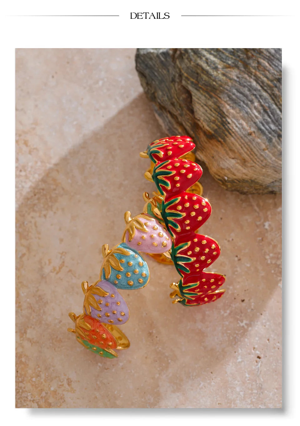 Red Enamel Multi-Color Bracelet — Gold-Plated Stainless Steel with Enamel · PS1601