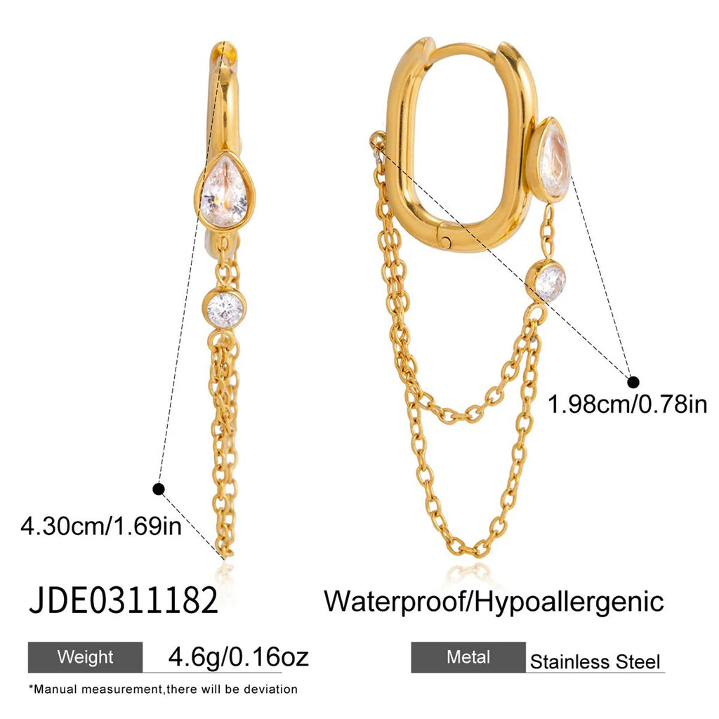 Waterdrop Tassel Earrings — Stainless Steel · PS376