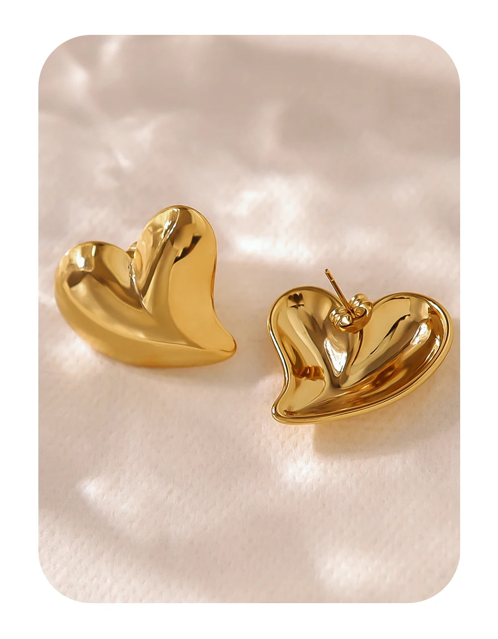 Stud Earrings Asymmetric Heart Glossy — 316L Stainless Steel · PS426