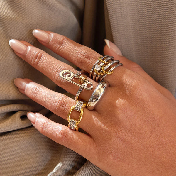 Two-Tone Ring Stack — Stainless Steel · PS265