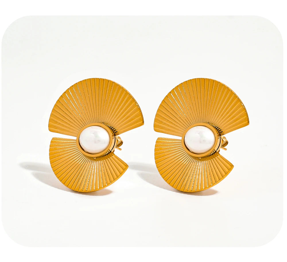 Pearl Flower Stud Earrings — 316L Stainless Steel · PS440