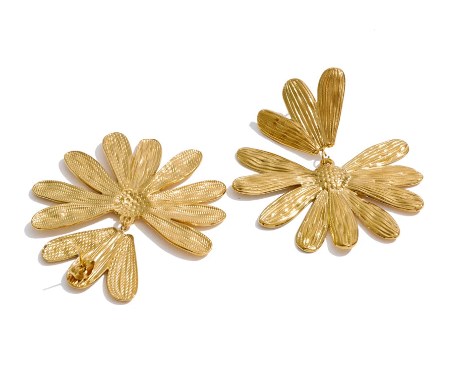 Flower Earrings — Gold-Plated Stainless Steel · PS1213