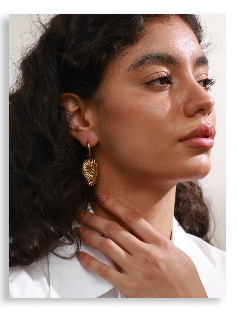 Cubic Zirconia Heart Earrings — Gold-Plated Stainless Steel with Cubic Zirconia · PS1622