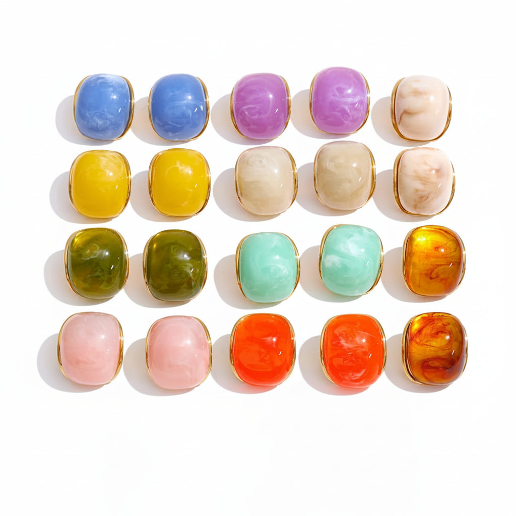 Resin Acrylic Y2K Earrings — Gold-Plated Stainless Steel with Resin and Acrylic · PS1858