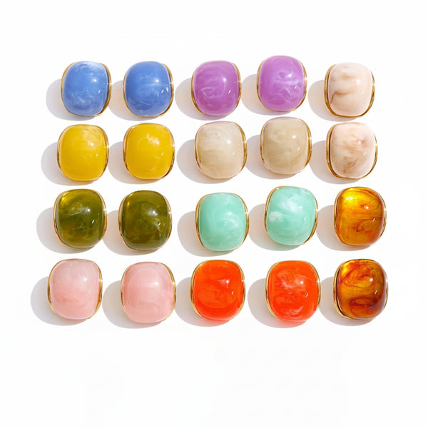 Resin Acrylic Y2K Earrings — Gold-Plated Stainless Steel with Resin and Acrylic · PS1858