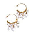 Pearl geometric earrings in gold-plated stainless steel with pearl.
