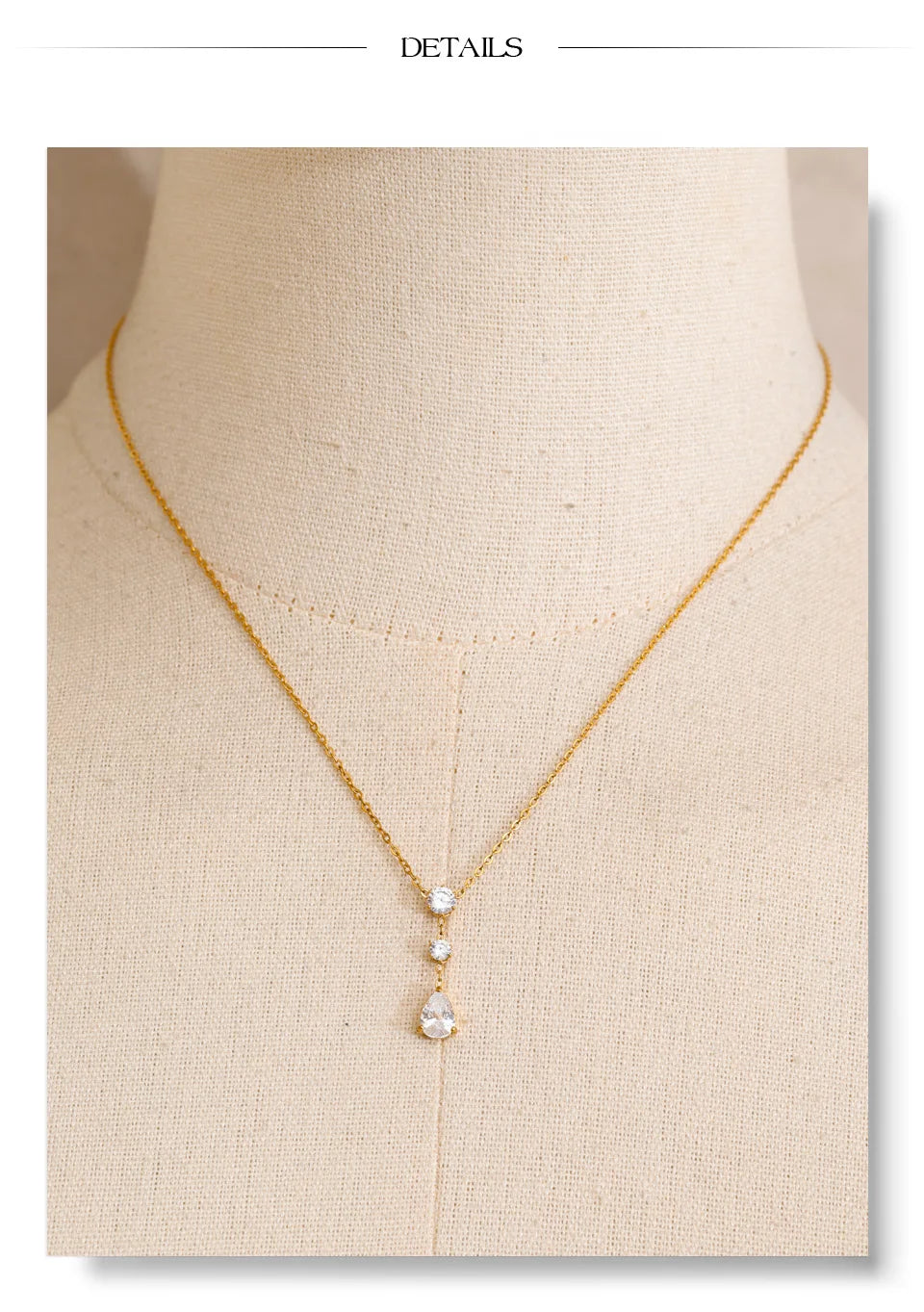 Cubic zirconia geometric necklace in gold-plated stainless steel with cubic zirconia.