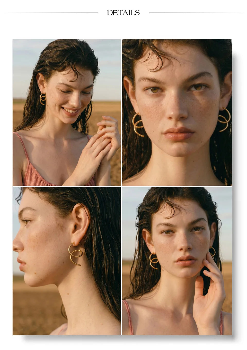 Geometric earrings in gold-plated stainless steel.