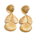 Shell geometric earrings in gold-plated stainless steel with shell.
