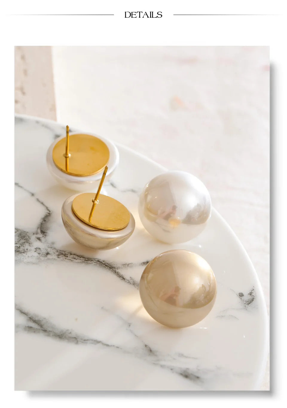 Pearl Geometric Earrings — Gold-Plated Stainless Steel with Pearl · PS1659