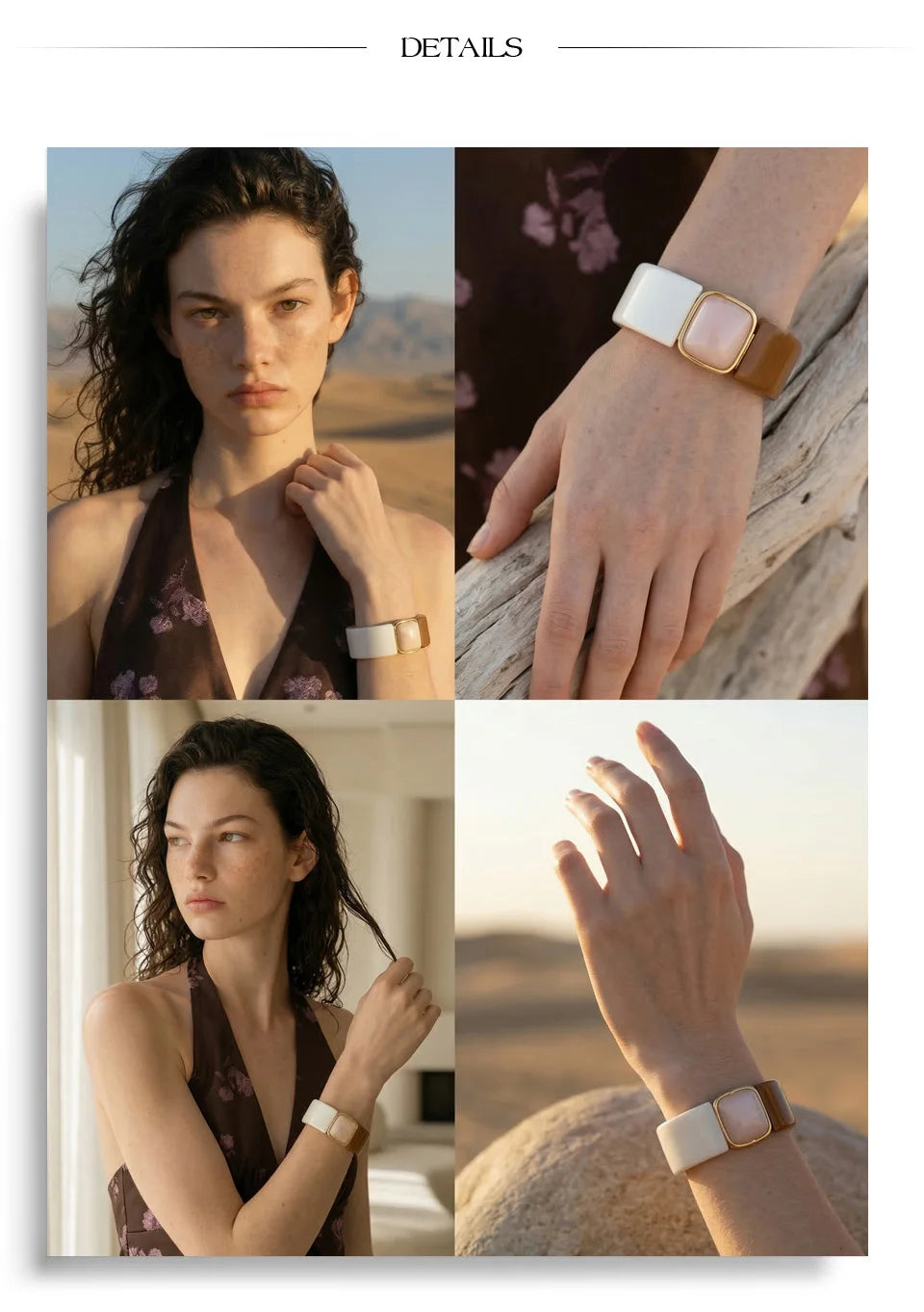 Resin Acrylic Geometric Bracelet — Gold-Plated Stainless Steel with Resin and Acrylic · PS1651