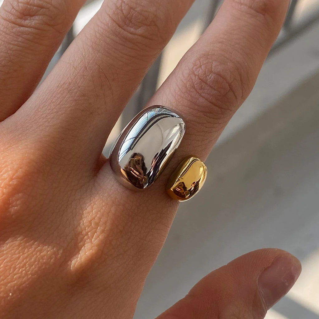 Two-Tone Dome Ring — Stainless Steel · PS268