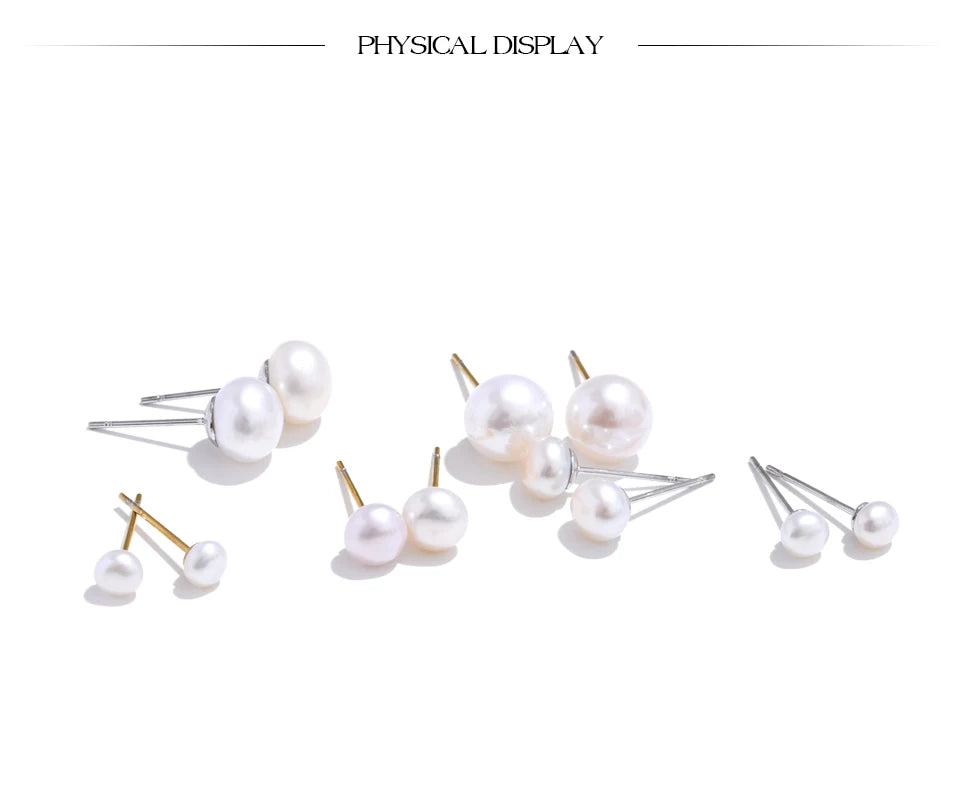 Freshwater pearl geometric earrings in gold-plated stainless steel with freshwater pearl.