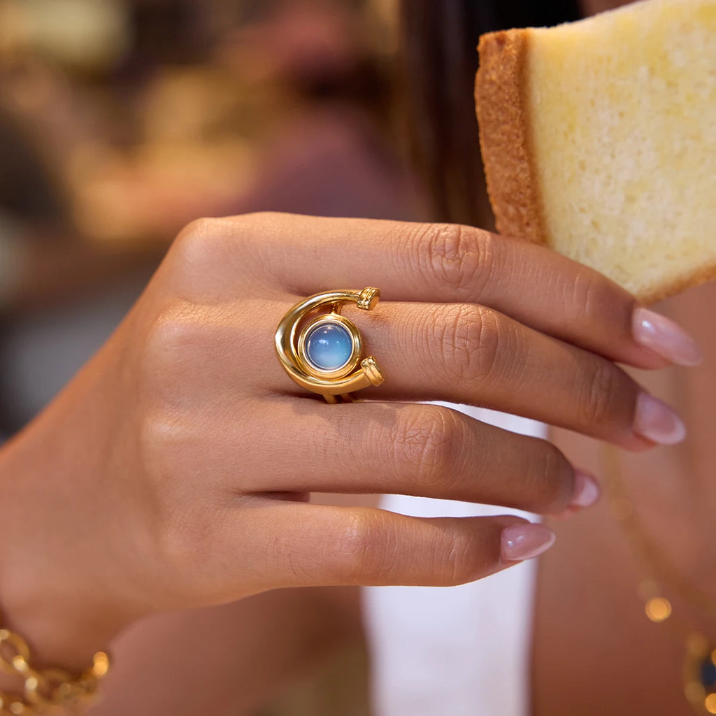 Turquoise Sun Ring — Stainless Steel · PS128