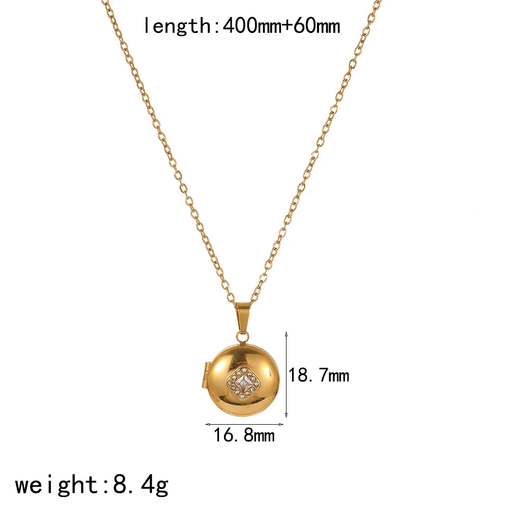 Personality Design Stainless Steel Can Be Opened And Closed Oval Photo Album necklace Valentine Gift for Her
