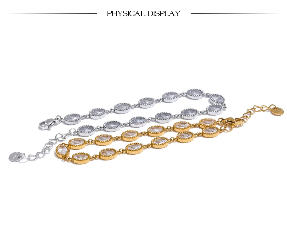 Cubic Zirconia Geometric Chain Earrings — Stainless Steel with Cubic Zirconia · PS1591