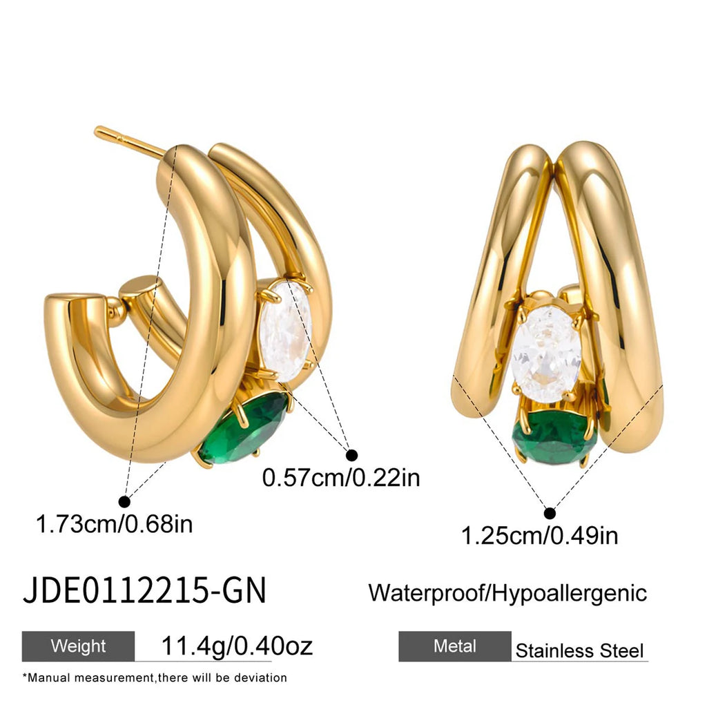 Egg CZ C-Ring Earrings — Stainless Steel · PS301