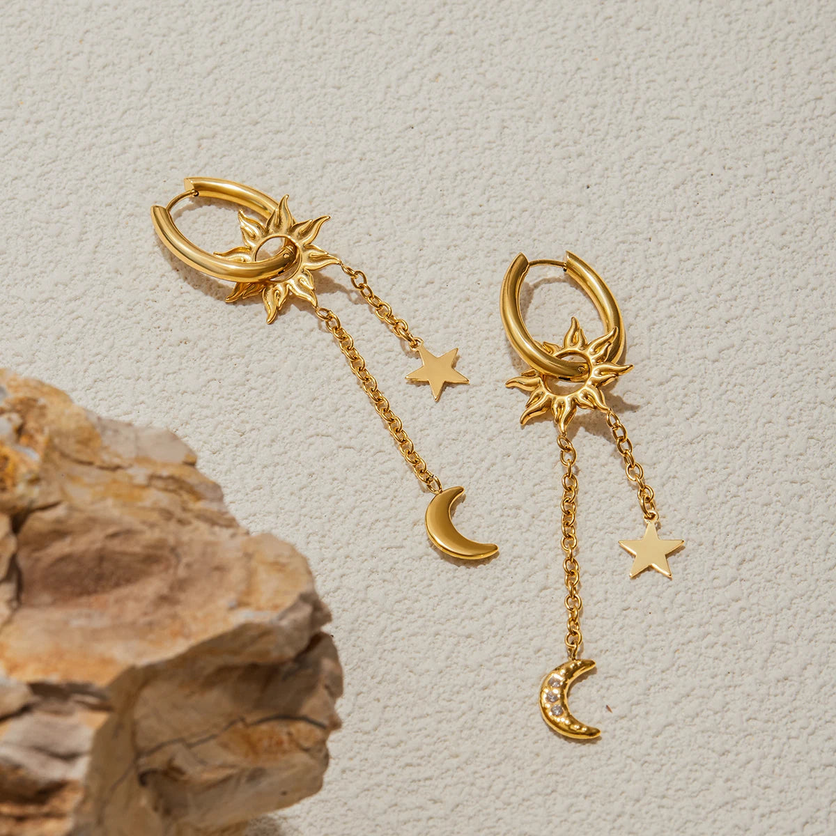 Moon Tassel Earrings — Stainless Steel · PS329