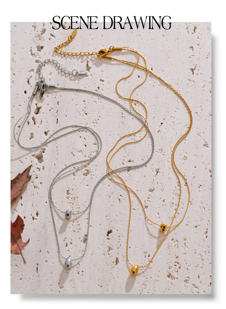 Chain layered necklace in gold-plated stainless steel.