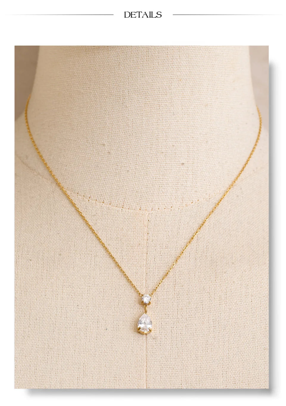 Cubic zirconia necklace in gold-plated stainless steel with cubic zirconia.