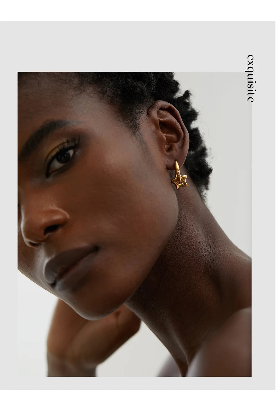 Heart star moon earrings in gold-plated stainless steel.