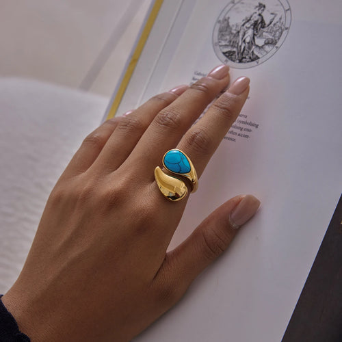Color Stone Statement Ring Stack — Stainless Steel
