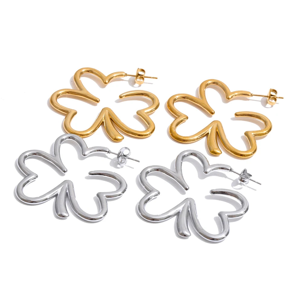 Flower Minimalist Earrings — Gold-Plated Stainless Steel · PS1296