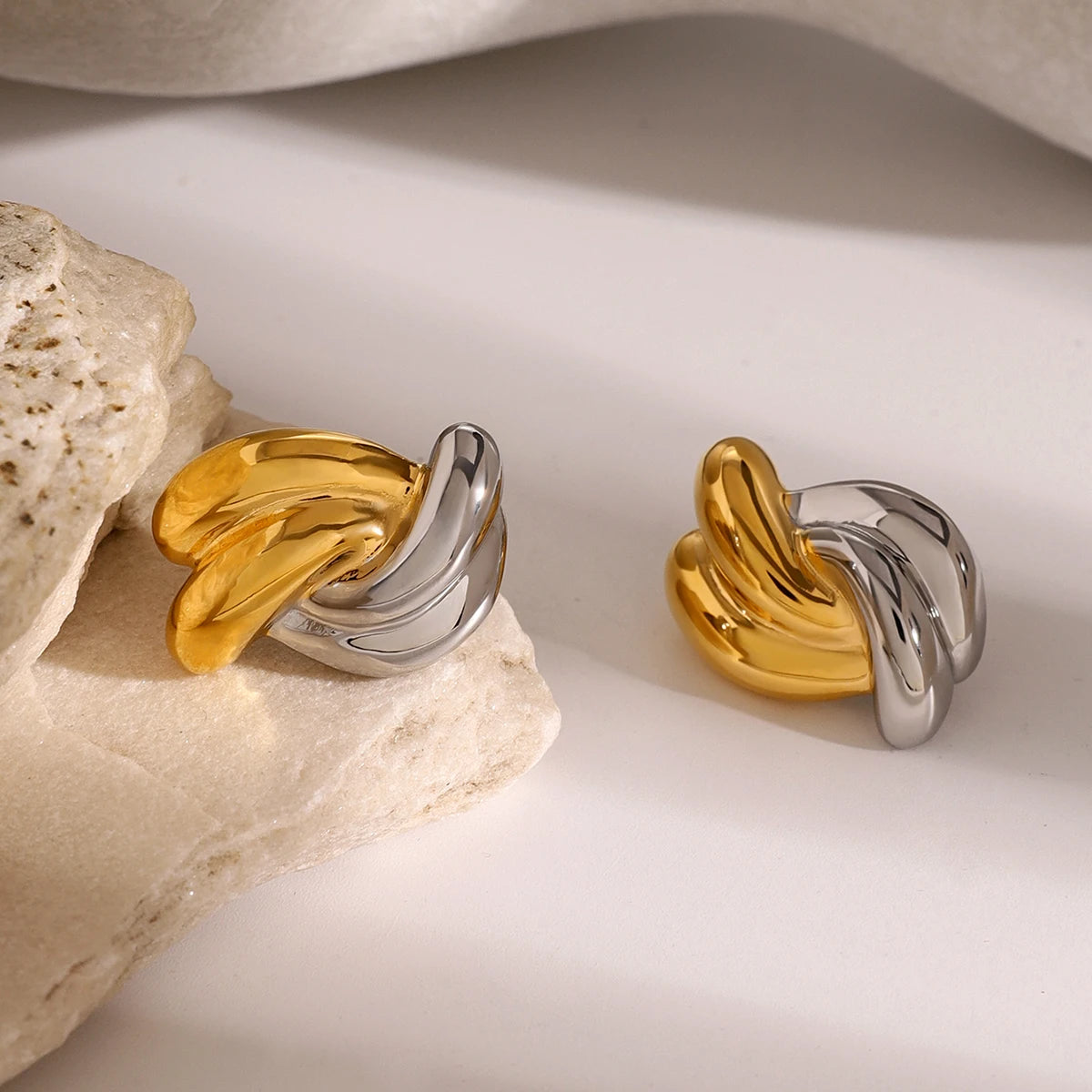 Chunky Knot Earrings — Stainless Steel · PS122