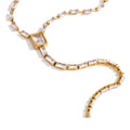 Cubic zirconia geometric chain necklace in gold-plated stainless steel with cubic zirconia.