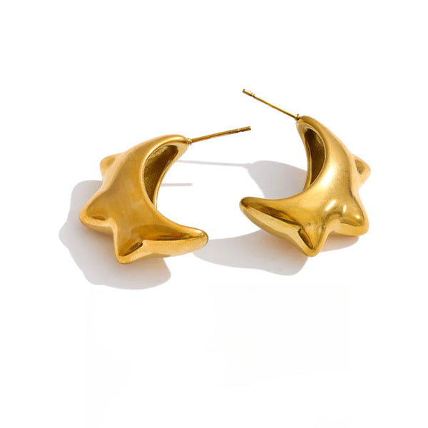 Gold-plated stainless steel earrings featuring a crescent moon design.