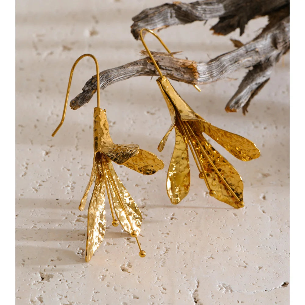 Flower Earrings — Gold-Plated Stainless Steel · PS1373
