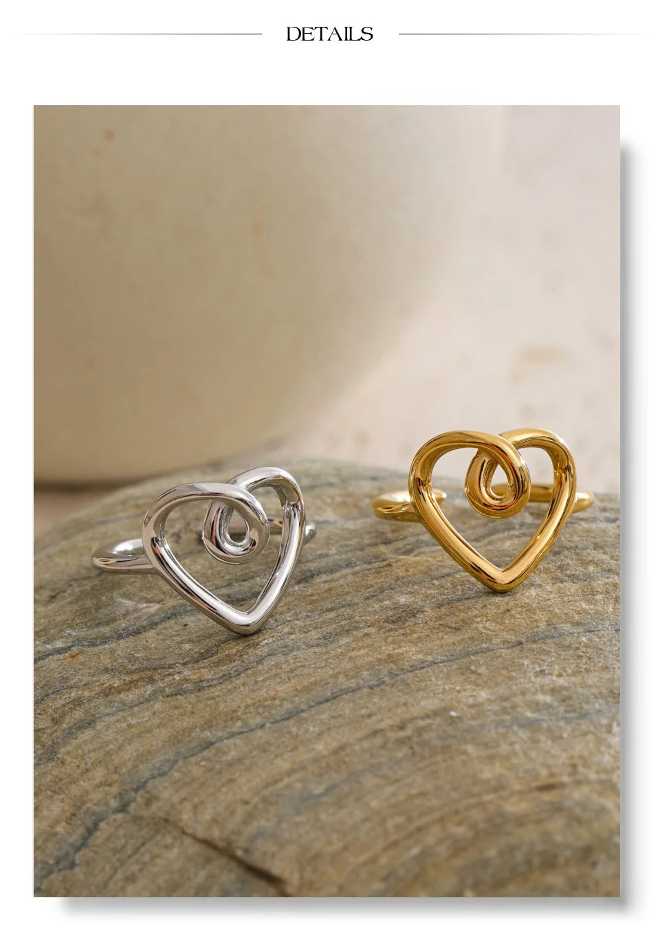 Heart ring in 18K gold-plated stainless steel.