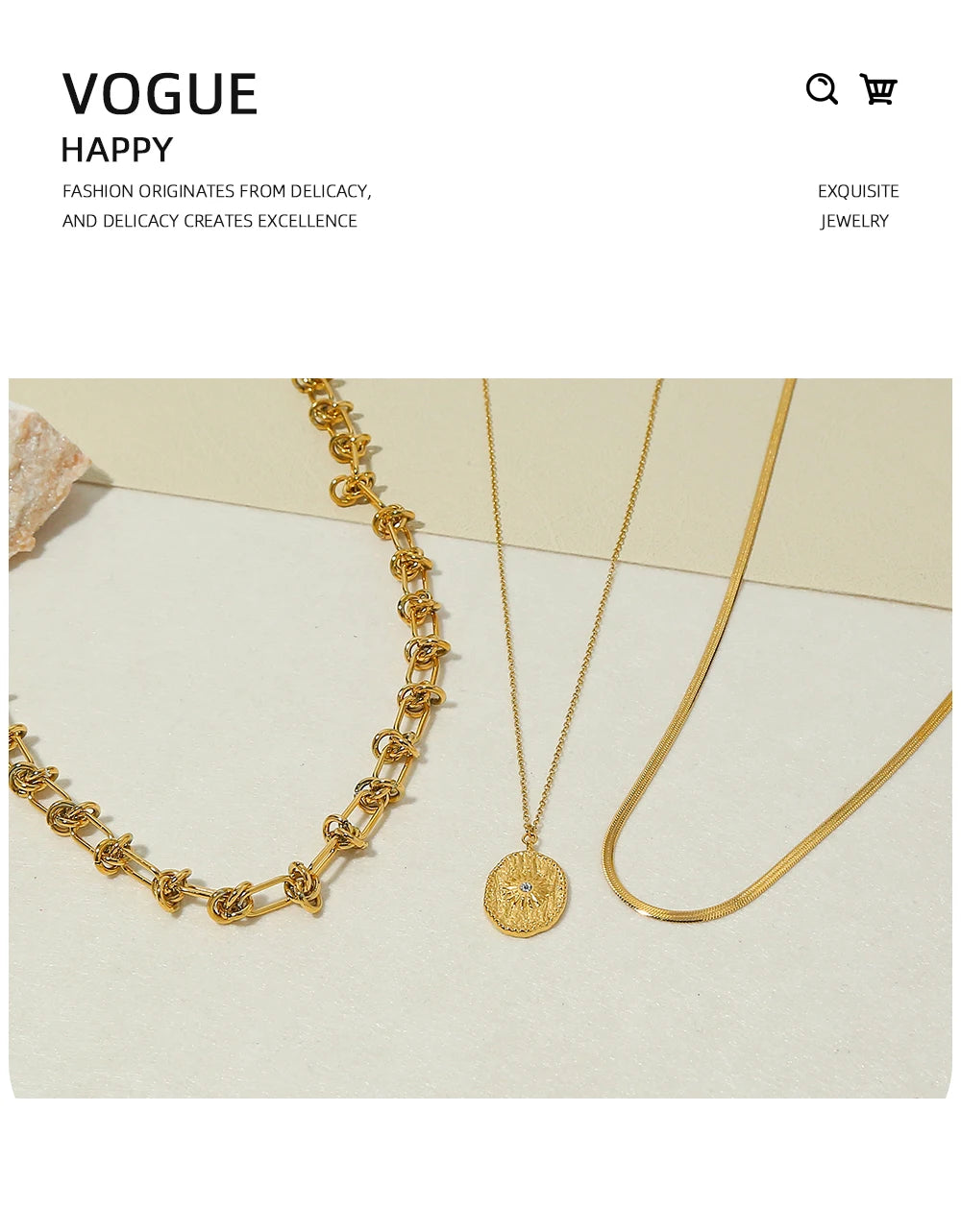 Vintage Chain Snake Chain Choker Layered Necklace — 316L Stainless Steel · PS408