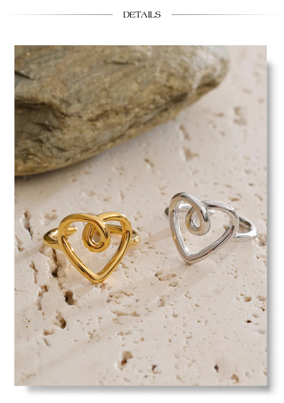 Heart ring in 18K gold-plated stainless steel.
