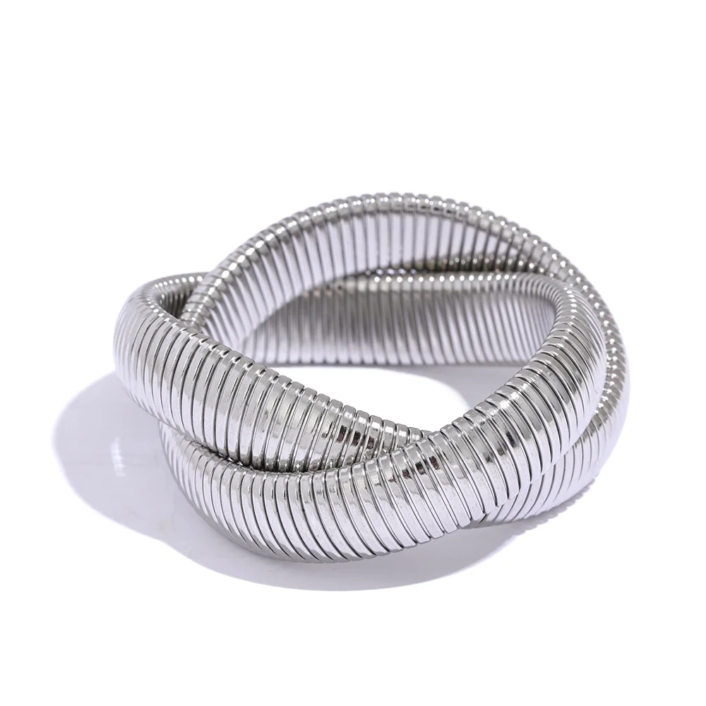 Geometric bracelet in gold-plated 316L stainless steel.