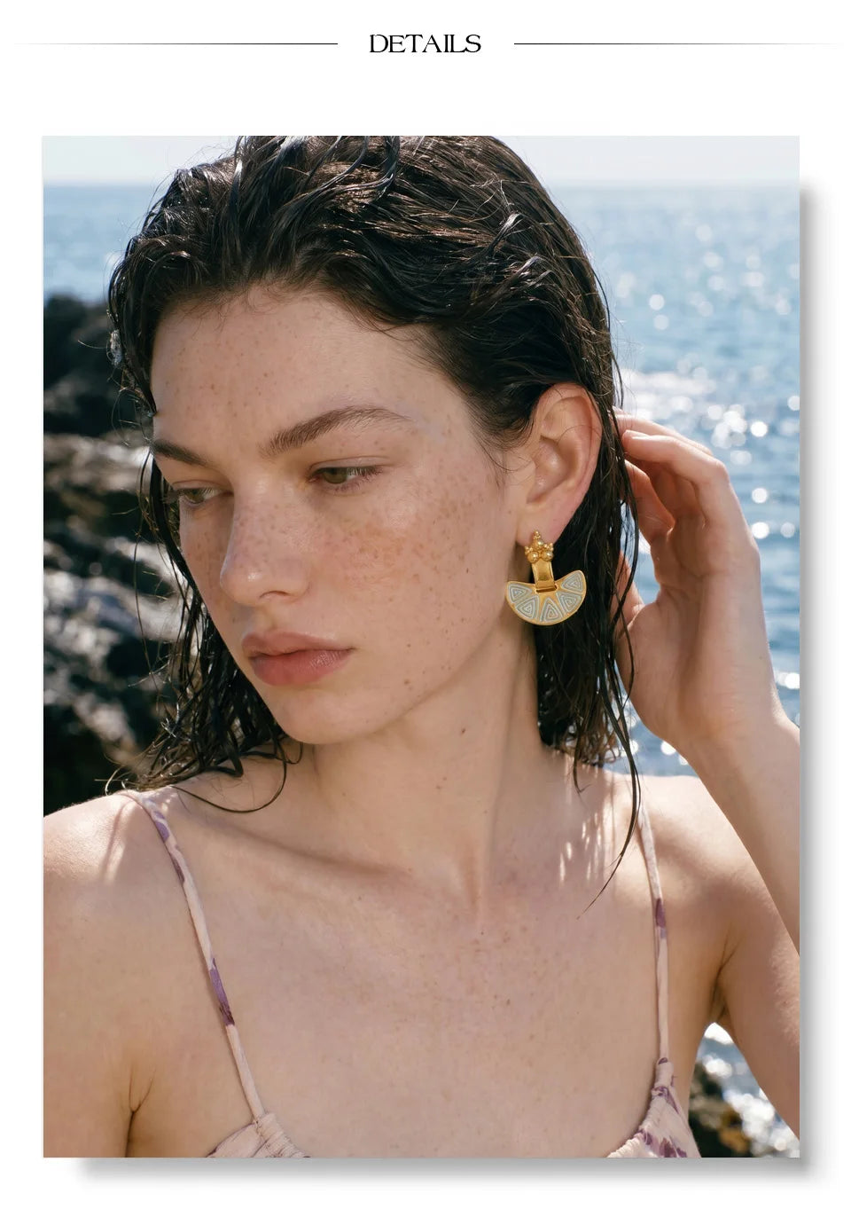 Enamel Vintage Geometric Earrings — Gold-Plated Stainless Steel with Enamel · PS2147