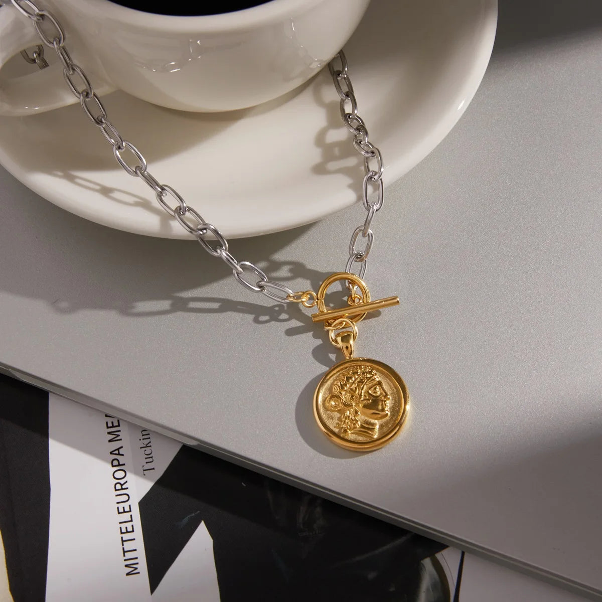 Coin Pendant Necklace — 18K Gold Plated · PA048