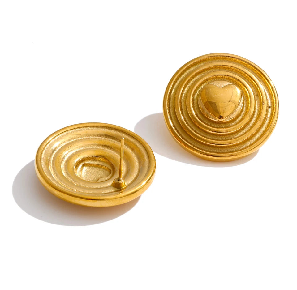 Heart geometric earrings in gold-plated stainless steel.