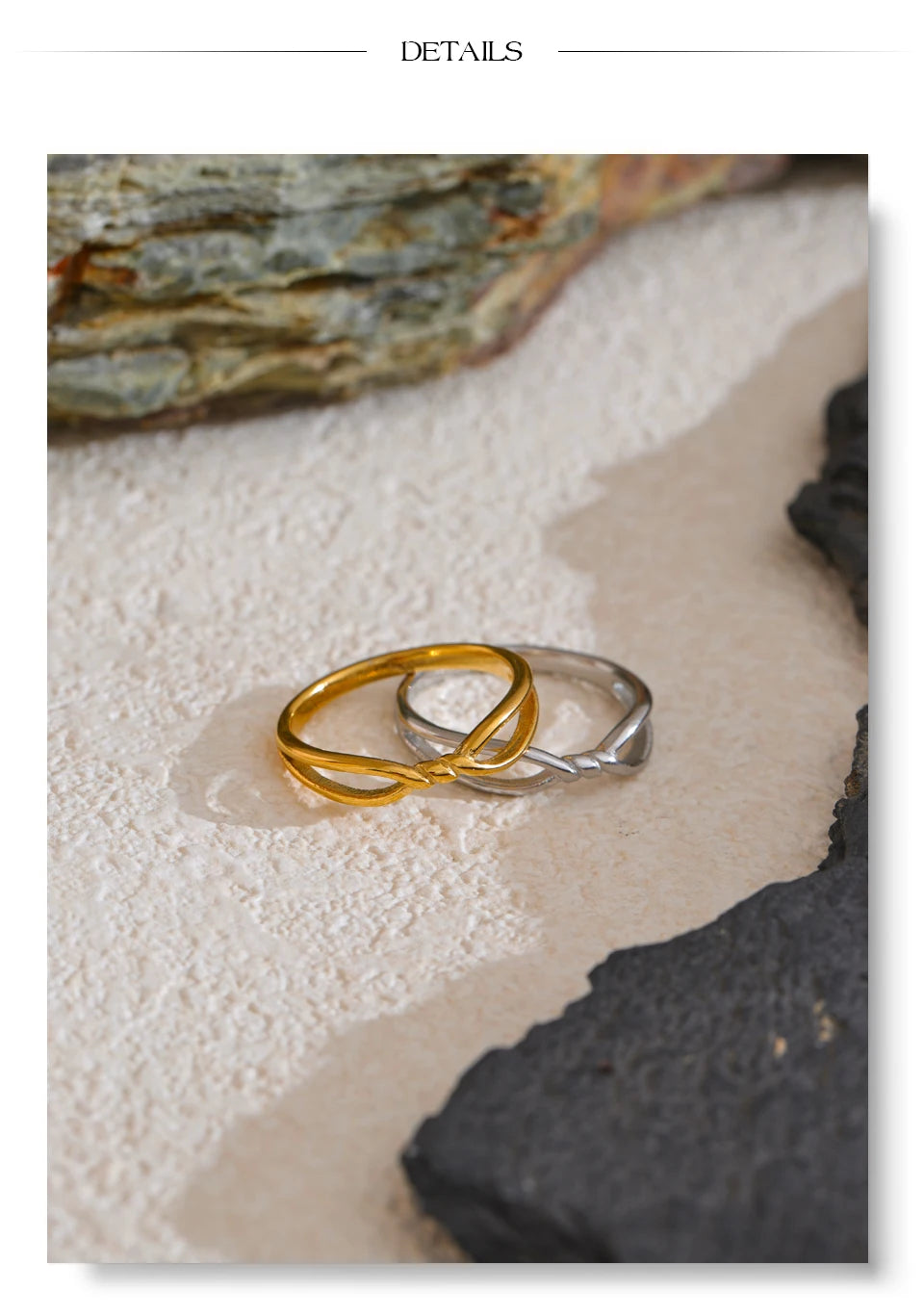 Minimalist geometric ring in 18K gold-plated stainless steel.