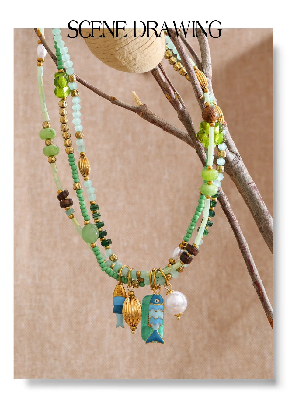Pearl crystal geometric necklace in gold-plated stainless steel with pearl and crystal.