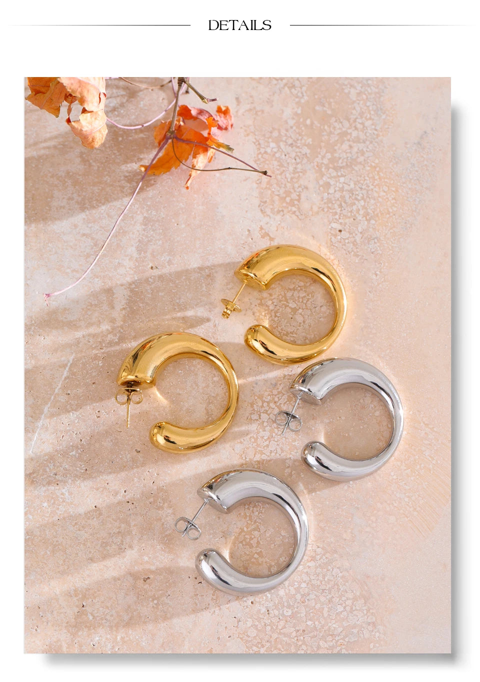 Minimalist geometric earrings in gold-plated stainless steel.