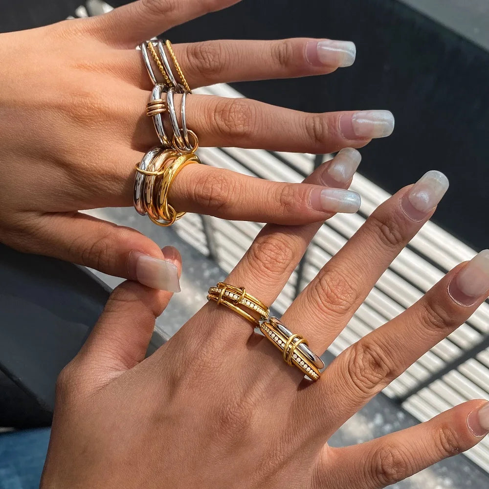 Mixed Band Ring Stack — Stainless Steel · PS273