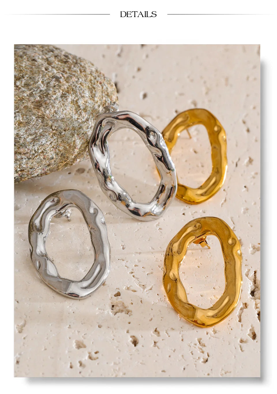 Geometric earrings in gold-plated stainless steel.
